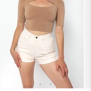 Los Angeles Apparel Tan Cutout Crop Top